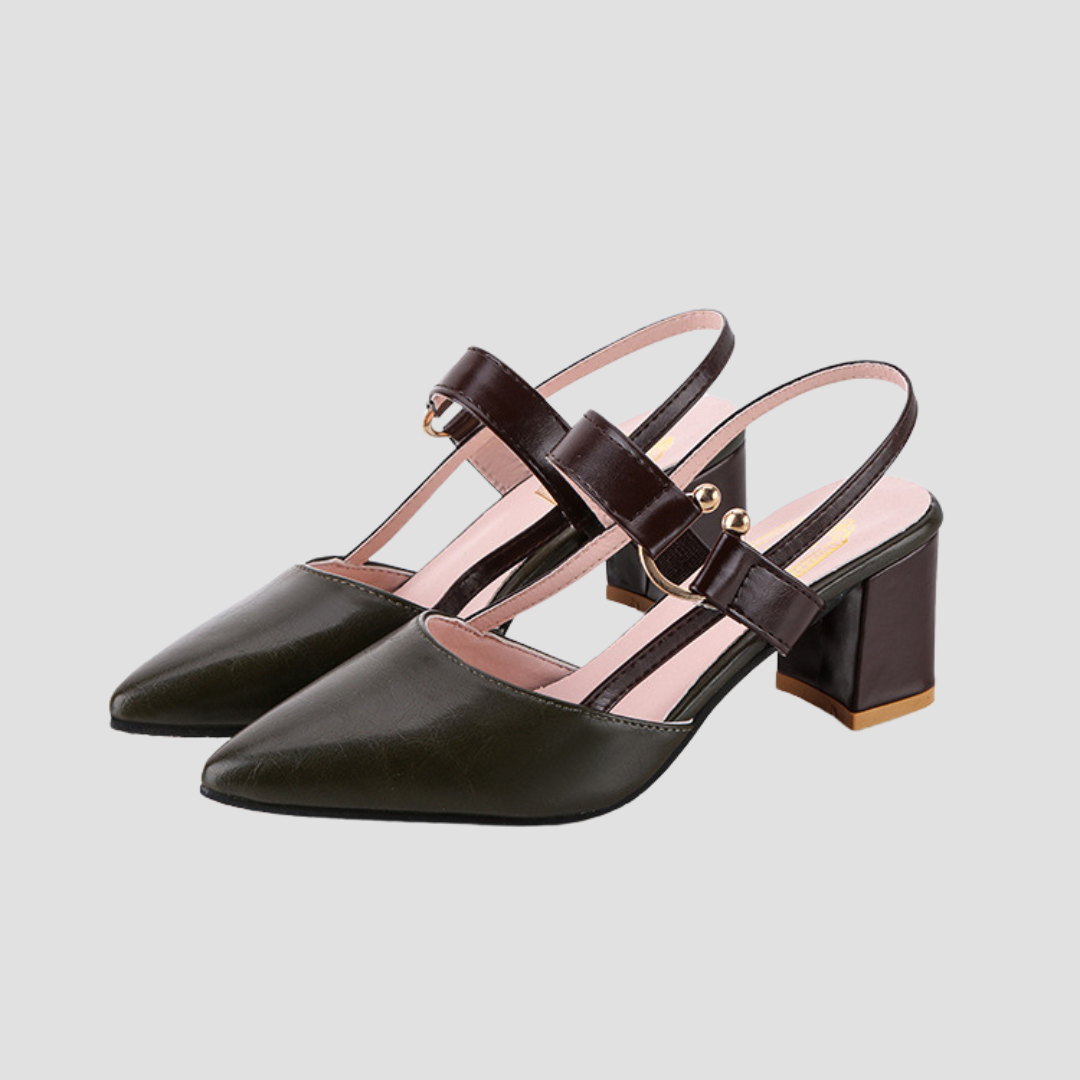 Dalia | Elegante Blockabsatz-Sandalen mit Gold-Detail