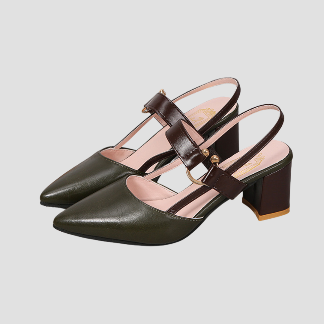 Dalia | Elegante Blockabsatz-Sandalen mit Gold-Detail